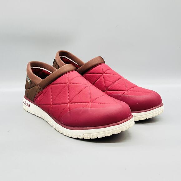 LL Bean Shoes Mens 11 Red Brown Quilted Clog Slip On House Slippers Comfort main image 6